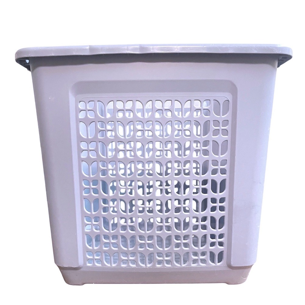 Vtg Rubbermaid Hamper‎ Laundry Basket blue MCM Tulip Flower 2787 no Lid cracked